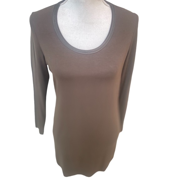 Luisa Cerano scoop neck long sleeve olive top tunic length size 8 - Picture 4 of 9